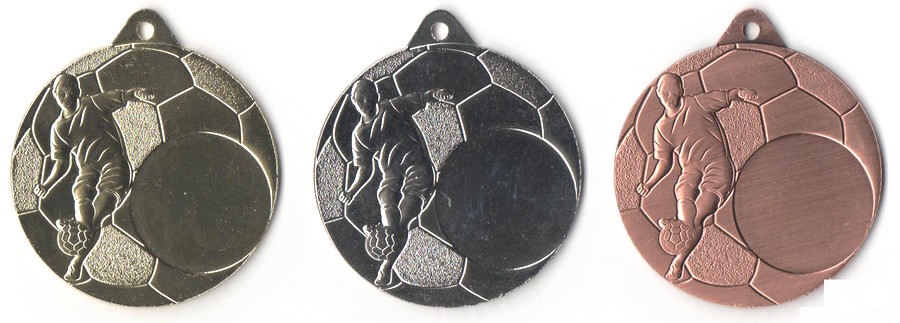 Voetbal Medaille MO 03 Goud-Zilver-Brons compleet LAATSTE Serie OP=OP!!